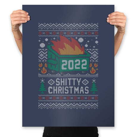Ugly Sweater Shitty Christmas 2022 - Prints Posters RIPT Apparel 18x24 / Navy