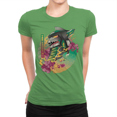 Ukiyo-e Dragonzord - Womens Premium T-Shirts RIPT Apparel Small / Kelly