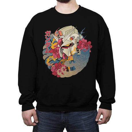 Ukiyo-e Gundam - Crew Neck Sweatshirt Crew Neck Sweatshirt RIPT Apparel Small / Black