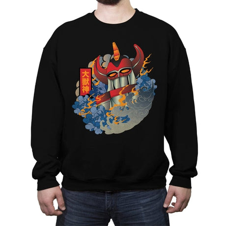 Ukiyo-e Megazord - Crew Neck Sweatshirt Crew Neck Sweatshirt RIPT Apparel Small / Black