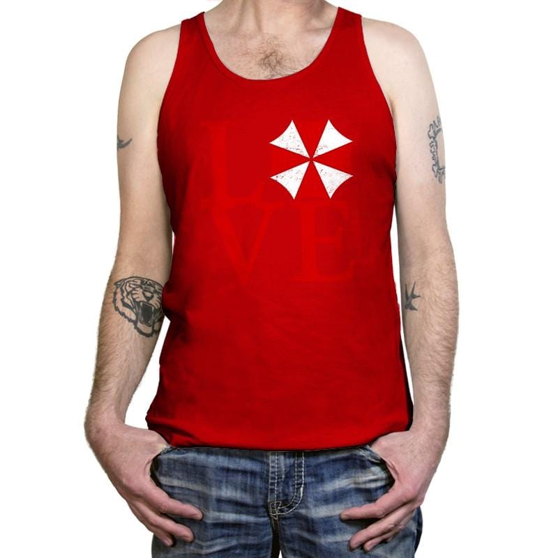 Umbrella Love Exclusive - Dead Pixels - Tanktop Tanktop RIPT Apparel X-Small / Red