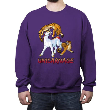 Unicarnage - Crew Neck Sweatshirt Crew Neck Sweatshirt RIPT Apparel Small / Purple
