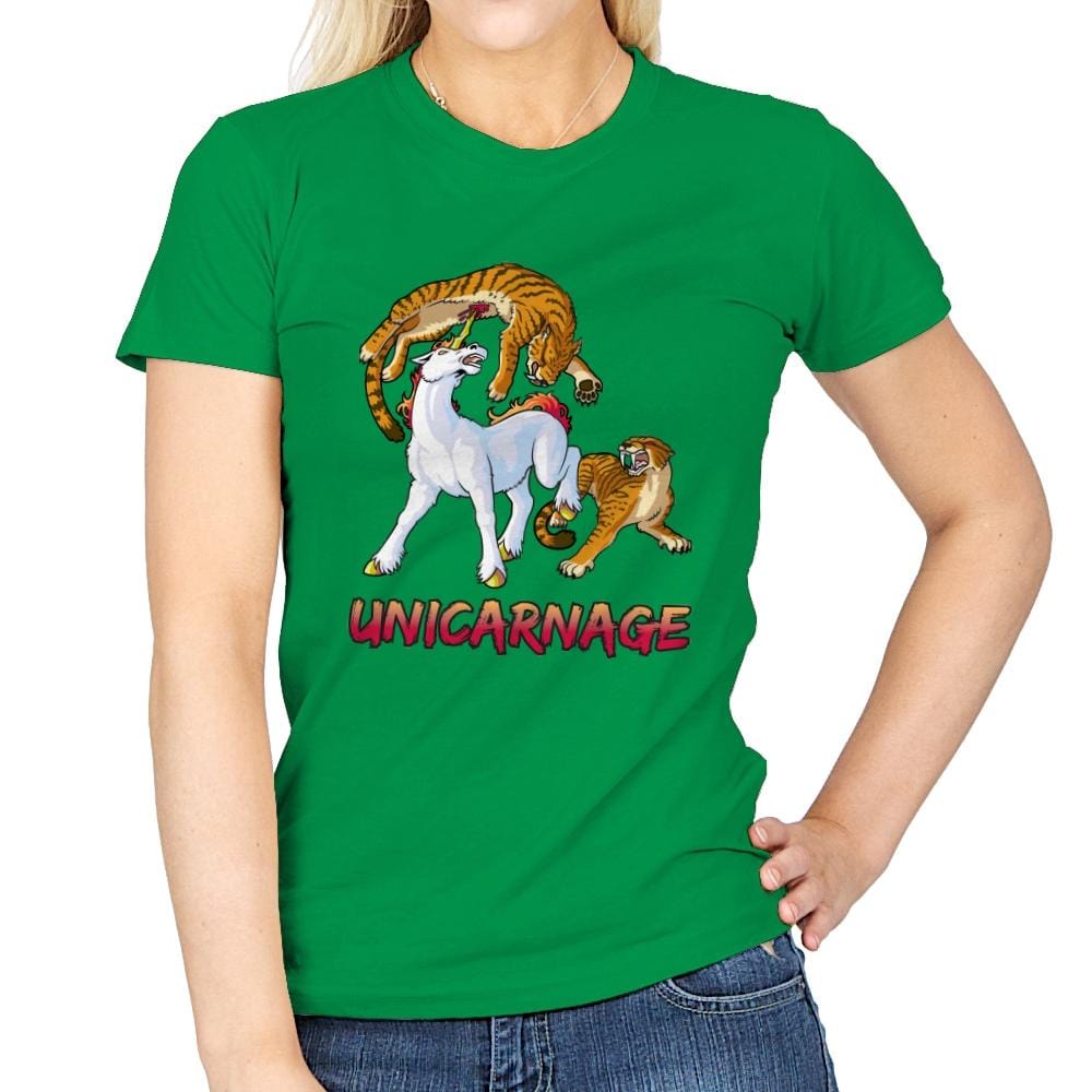 Unicarnage - Womens T-Shirts RIPT Apparel Small / Irish Green