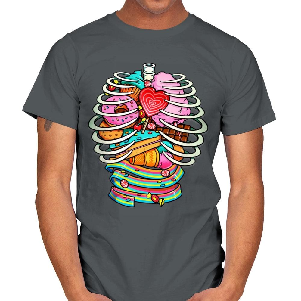 Unicorn Anatomy Sweet Inside - Mens T-Shirts RIPT Apparel Small / Charcoal