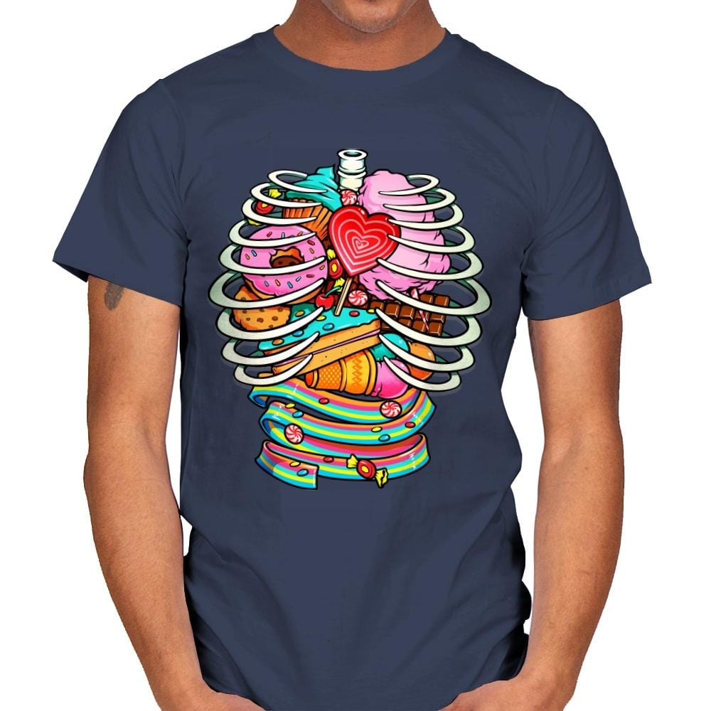 Unicorn Anatomy Sweet Inside - Mens T-Shirts RIPT Apparel Small / Navy