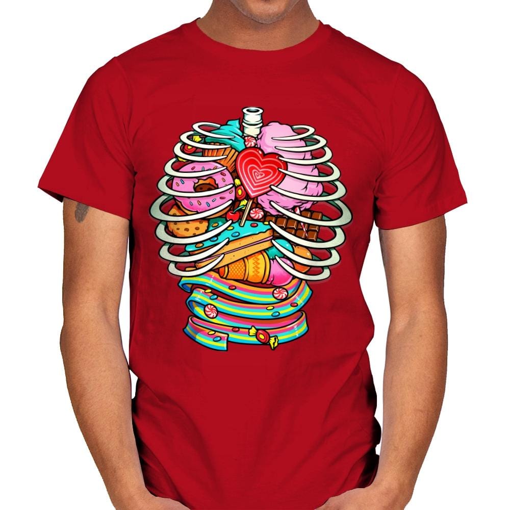 Unicorn Anatomy Sweet Inside - Mens T-Shirts RIPT Apparel Small / Red