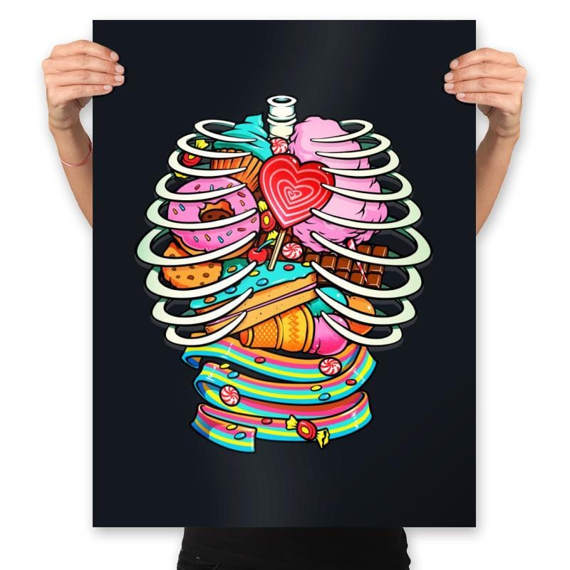 Unicorn Anatomy Sweet Inside - Prints Posters RIPT Apparel 18x24 / Black