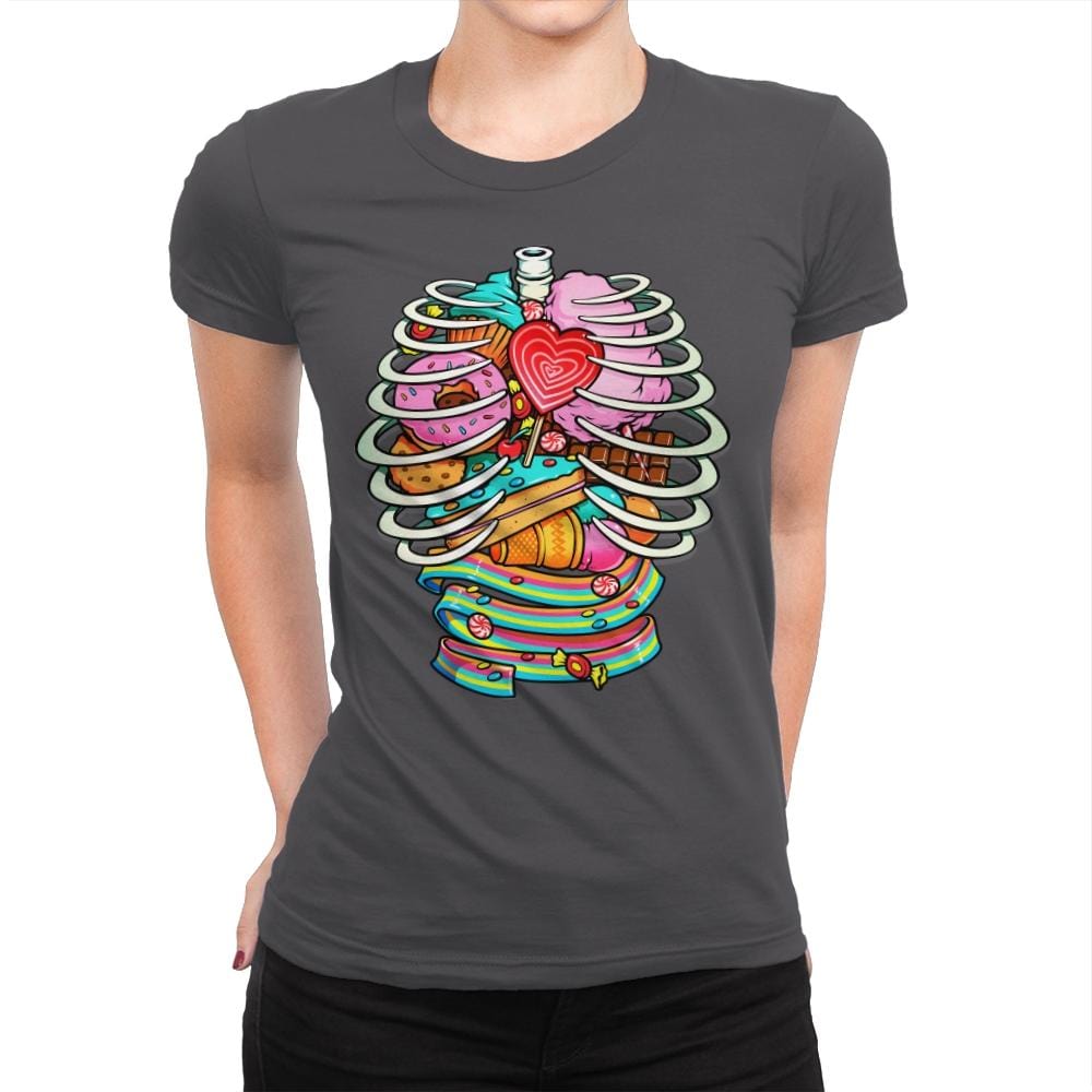 Unicorn Anatomy Sweet Inside - Womens Premium T-Shirts RIPT Apparel Small / Heavy Metal