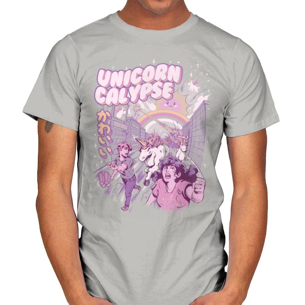 Unicorn Calypse - Mens T-Shirts RIPT Apparel Small / Ice Grey