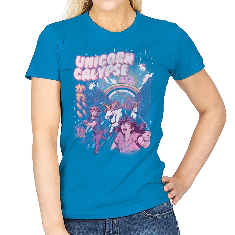 Unicorn Calypse - Womens T-Shirts RIPT Apparel Small / Sapphire