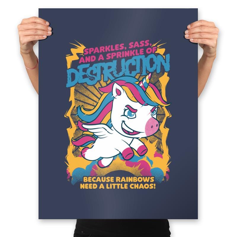 Unicorn Rainbows Destruction - Cute Funny Gift - Prints Posters RIPT Apparel 18x24 / Navy