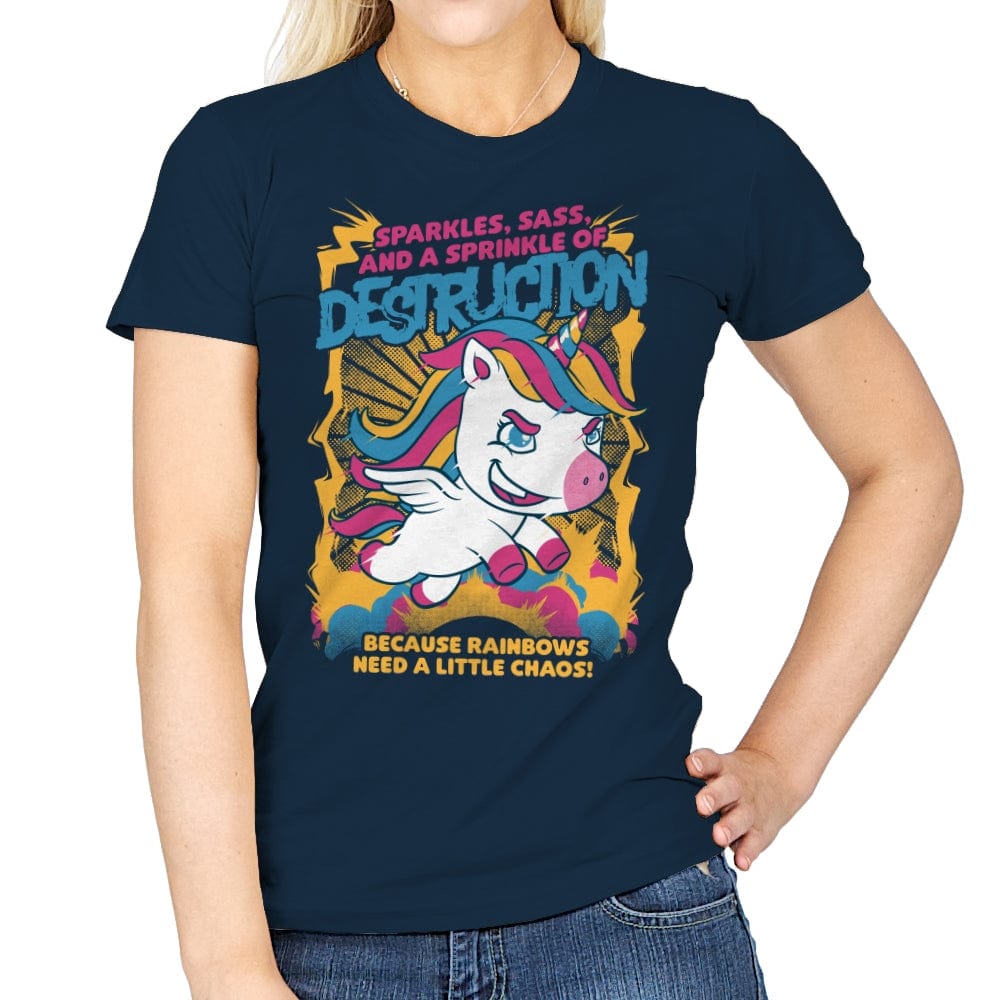 Unicorn Rainbows Destruction - Cute Funny Gift - Womens T-Shirts RIPT Apparel Small / Navy