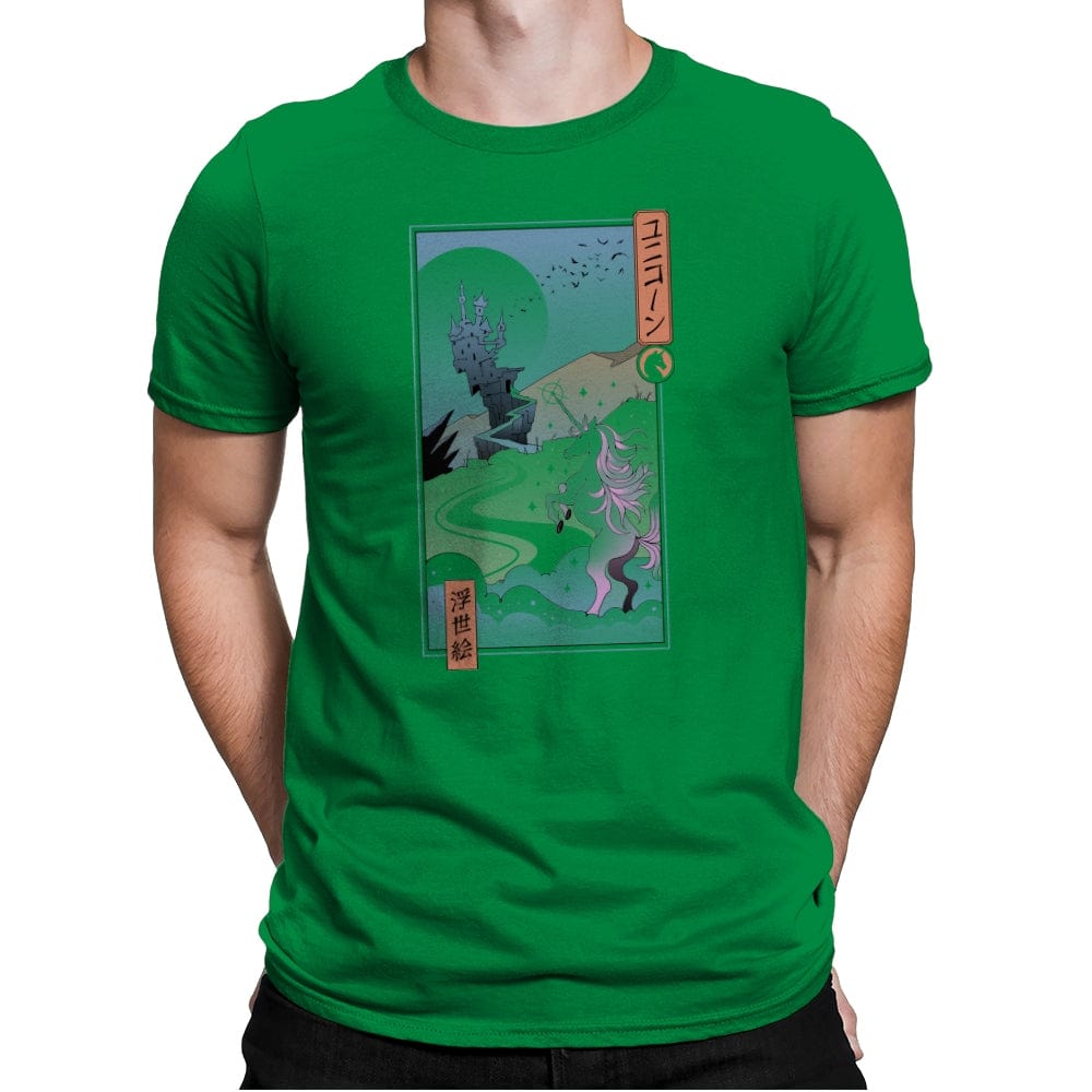 Unicorn Ukiyo-e - Mens Premium T-Shirts RIPT Apparel Small / Kelly