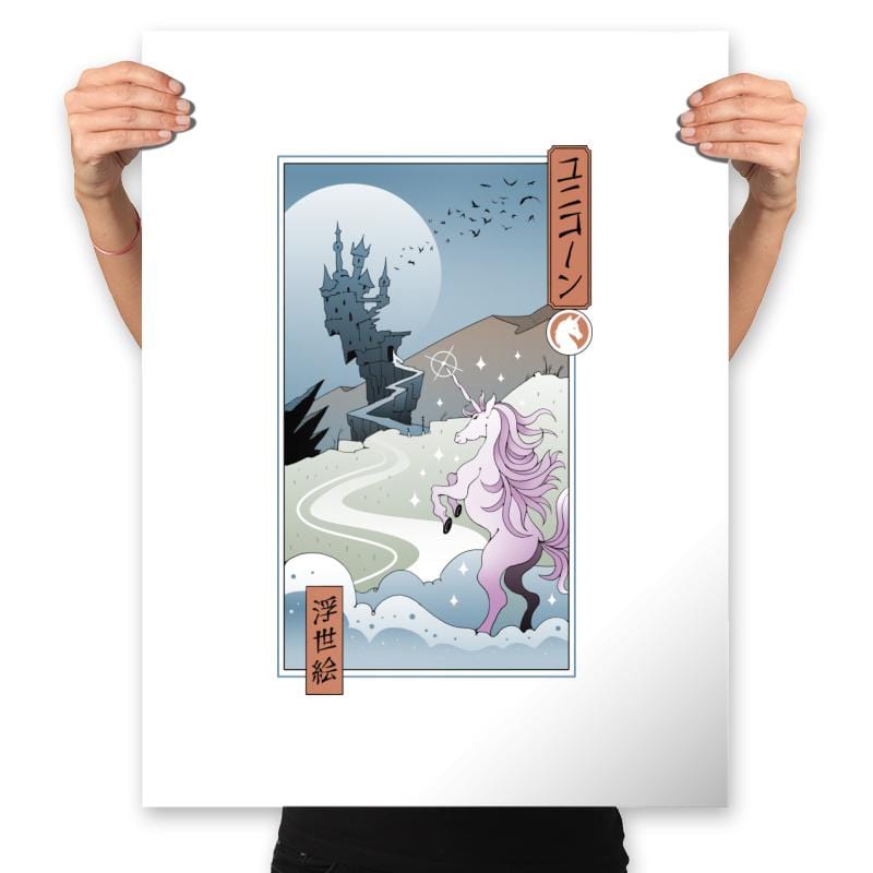 Unicorn Ukiyo-e - Prints Posters RIPT Apparel 18x24 / White