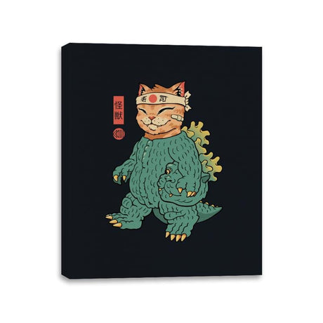 Unmasked Kaiju Meowster - Canvas Wraps Canvas Wraps RIPT Apparel 11x14 / Black