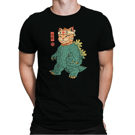 Unmasked Kaiju Meowster - Mens Premium T-Shirts RIPT Apparel Small / Black