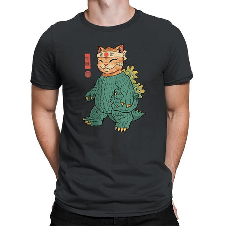 Unmasked Kaiju Meowster - Mens Premium T-Shirts RIPT Apparel Small / Heavy Metal