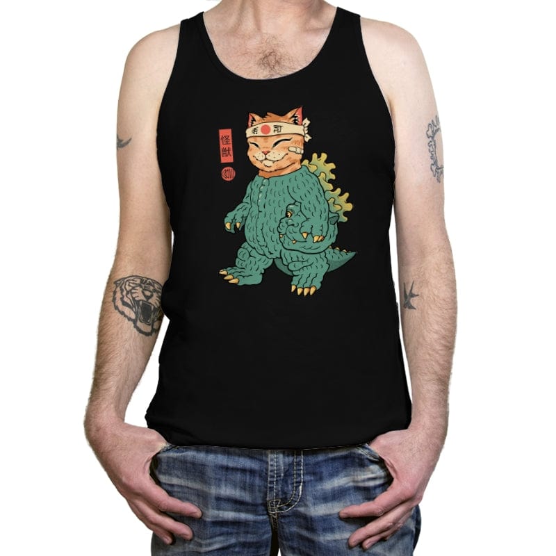 Unmasked Kaiju Meowster - Tanktop Tanktop RIPT Apparel X-Small / Black