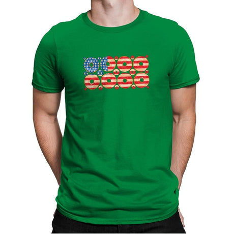 USA Donuts Exclusive - Star-Spangled - Mens Premium T-Shirts RIPT Apparel Small / Kelly Green