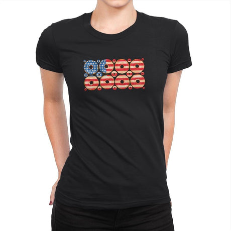USA Donuts Exclusive - Star-Spangled - Womens Premium T-Shirts RIPT Apparel Small / Black