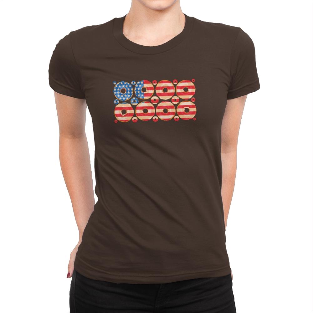 USA Donuts Exclusive - Star-Spangled - Womens Premium T-Shirts RIPT Apparel Small / Dark Chocolate