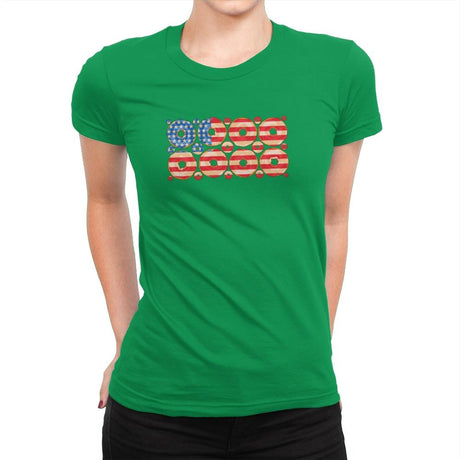 USA Donuts Exclusive - Star-Spangled - Womens Premium T-Shirts RIPT Apparel Small / Kelly Green