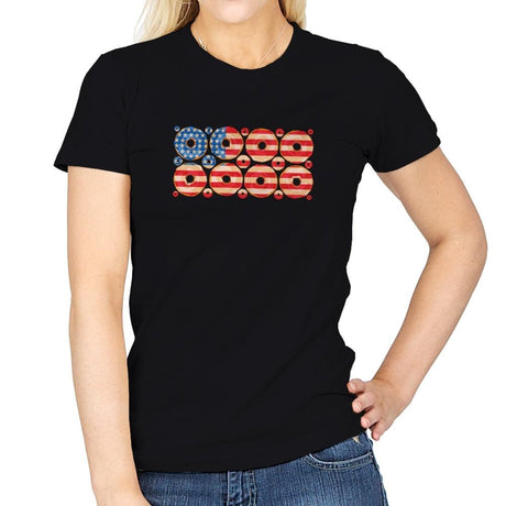 USA Donuts Exclusive - Star-Spangled - Womens T-Shirts RIPT Apparel Small / Black