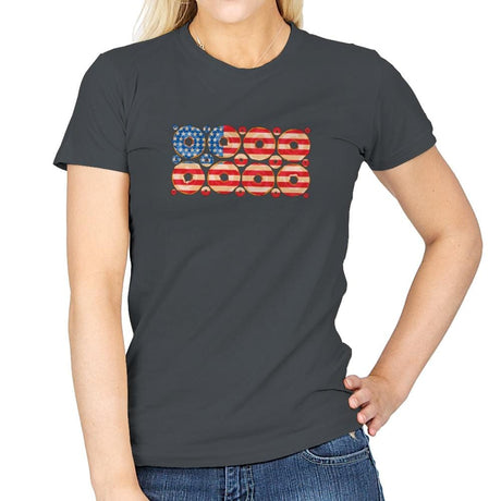 USA Donuts Exclusive - Star-Spangled - Womens T-Shirts RIPT Apparel Small / Charcoal