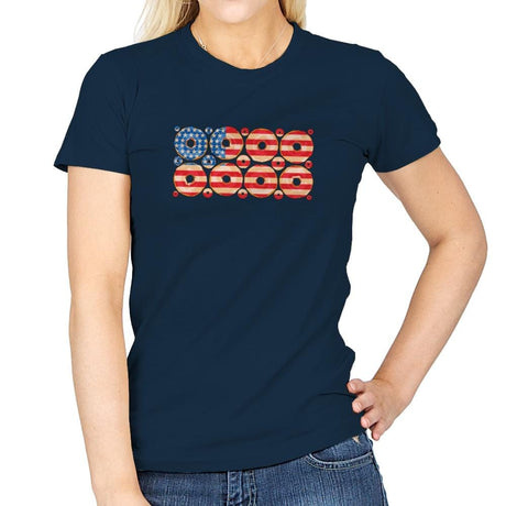 USA Donuts Exclusive - Star-Spangled - Womens T-Shirts RIPT Apparel Small / Navy