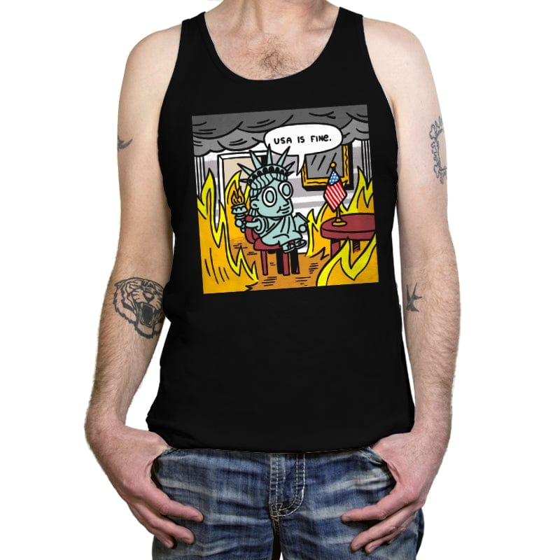 Usa is Fine - Tanktop Tanktop RIPT Apparel X-Small / Black