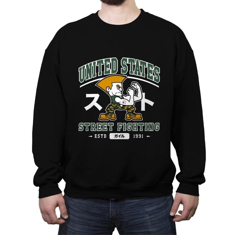 USA Street Fighting - Crew Neck Sweatshirt Crew Neck Sweatshirt RIPT Apparel