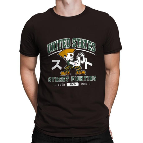USA Street Fighting - Mens Premium T-Shirts RIPT Apparel Small / Dark Chocolate