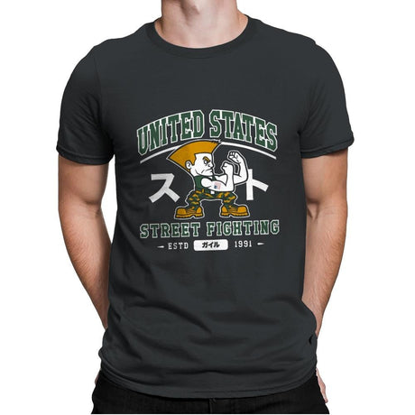 USA Street Fighting - Mens Premium T-Shirts RIPT Apparel Small / Heavy Metal