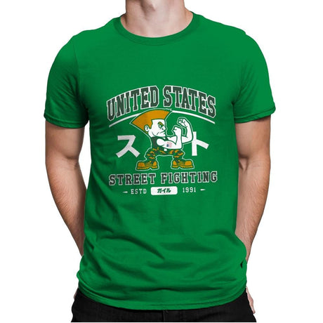 USA Street Fighting - Mens Premium T-Shirts RIPT Apparel Small / Kelly Green