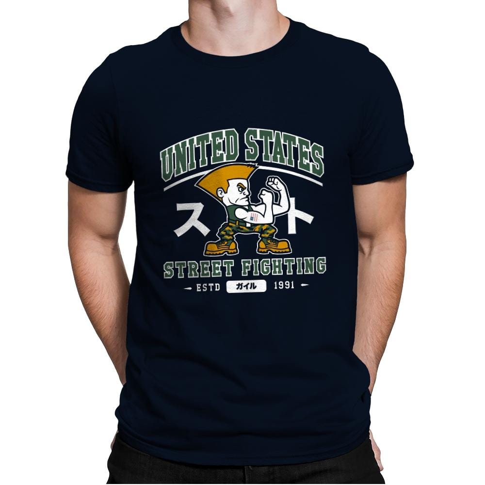 USA Street Fighting - Mens Premium T-Shirts RIPT Apparel Small / Midnight Navy