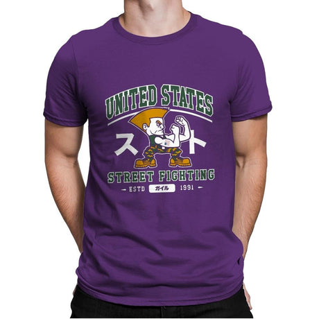 USA Street Fighting - Mens Premium T-Shirts RIPT Apparel Small / Purple Rush