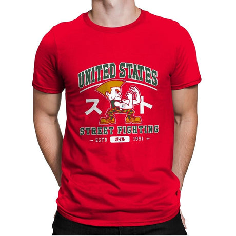 USA Street Fighting - Mens Premium T-Shirts RIPT Apparel Small / Red