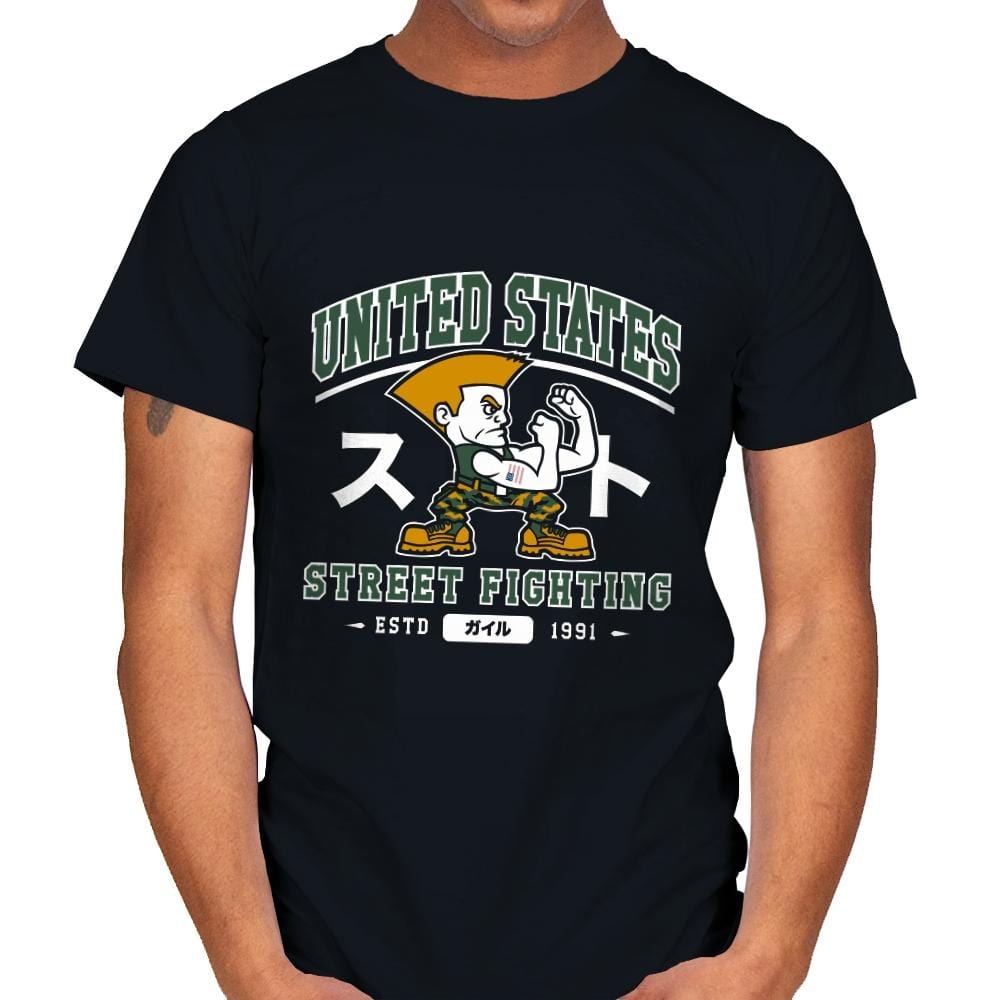 USA Street Fighting - Mens T-Shirts RIPT Apparel Small / Black
