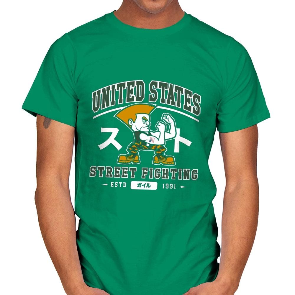 USA Street Fighting - Mens T-Shirts RIPT Apparel Small / Kelly Green