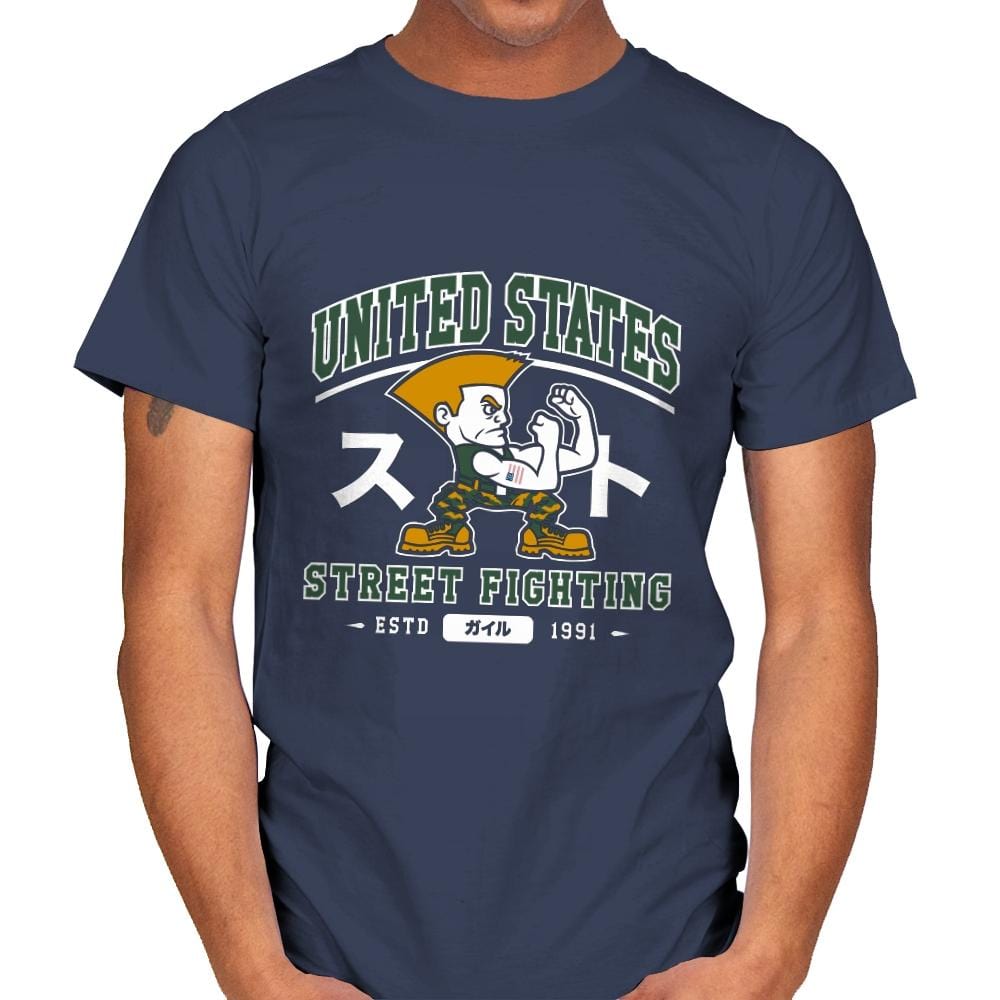USA Street Fighting - Mens T-Shirts RIPT Apparel Small / Navy