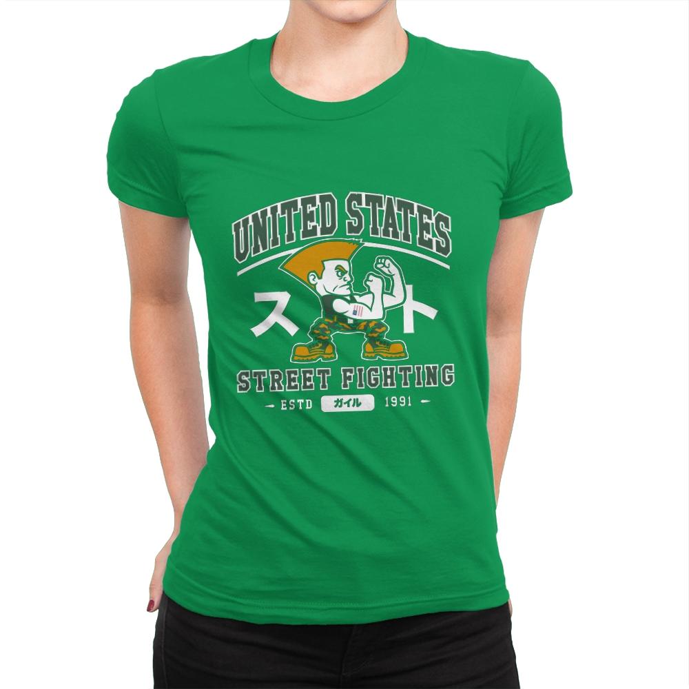 USA Street Fighting - Womens Premium T-Shirts RIPT Apparel Small / Kelly Green