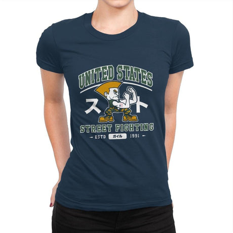 USA Street Fighting - Womens Premium T-Shirts RIPT Apparel Small / Midnight Navy