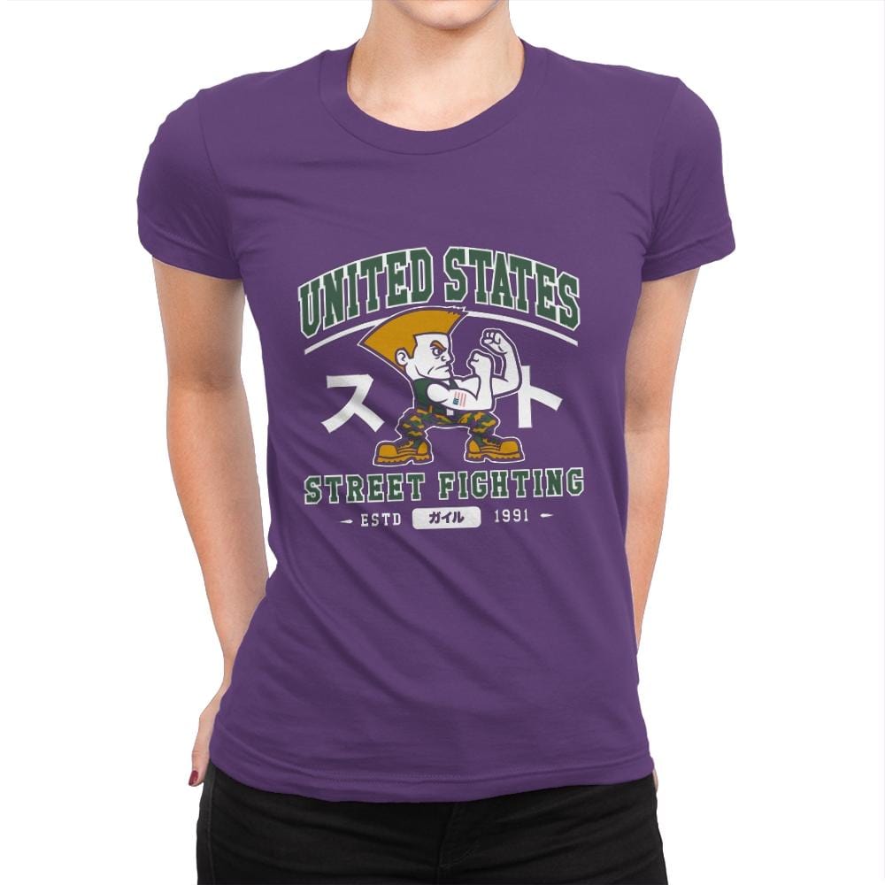 USA Street Fighting - Womens Premium T-Shirts RIPT Apparel Small / Purple Rush