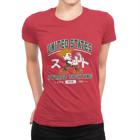USA Street Fighting - Womens Premium T-Shirts RIPT Apparel Small / Red