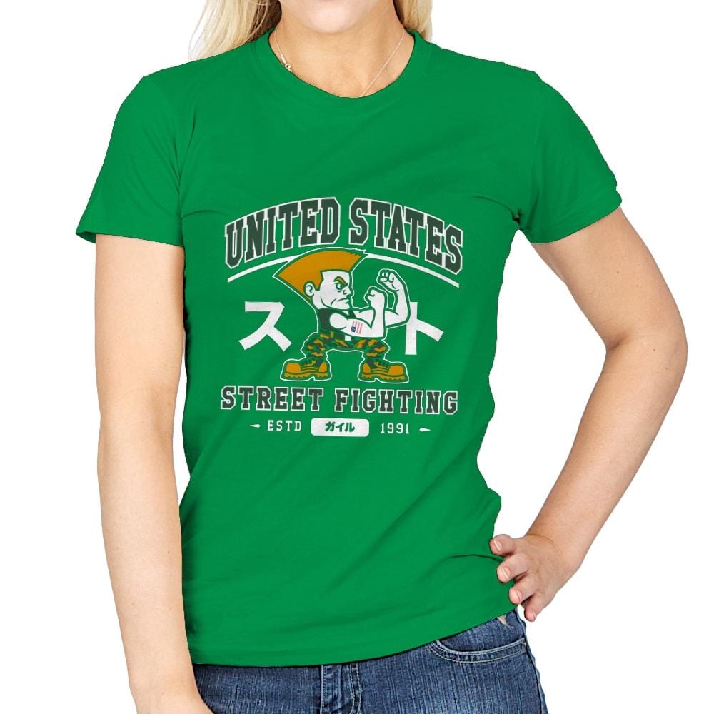 USA Street Fighting - Womens T-Shirts RIPT Apparel Small / Irish Green