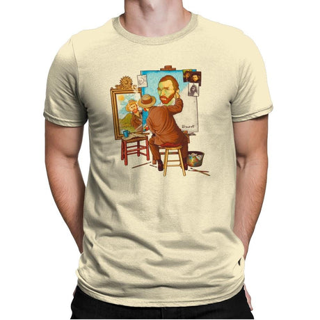 Van Gogh Triple Portrait - Pop Impressionism - Mens Premium T-Shirts RIPT Apparel Small / Natural