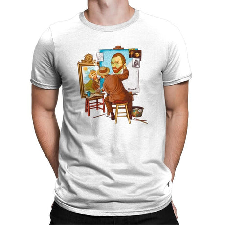 Van Gogh Triple Portrait - Pop Impressionism - Mens Premium T-Shirts RIPT Apparel Small / White