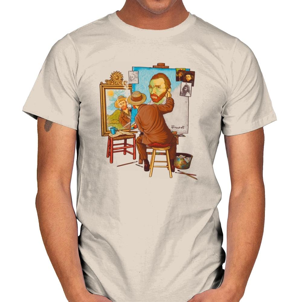 Van Gogh Triple Portrait - Pop Impressionism - Mens T-Shirts RIPT Apparel Small / Natural