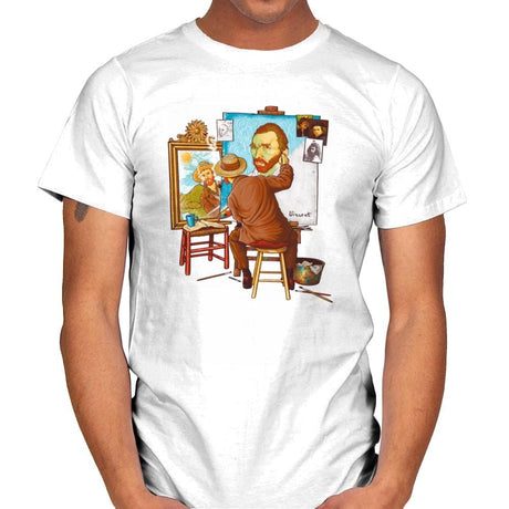 Van Gogh Triple Portrait - Pop Impressionism - Mens T-Shirts RIPT Apparel Small / White