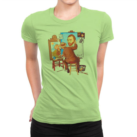 Van Gogh Triple Portrait - Pop Impressionism - Womens Premium T-Shirts RIPT Apparel Small / Mint